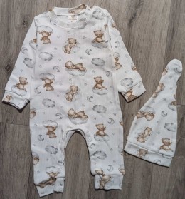 Чоловічок Mini love«Коричневий медведик» білий, унісекс 3-6-9-12 місяців