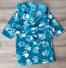 Халат "Лапки" бирюзовый,  унисекс 1-3-5-7-9 лет