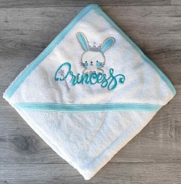 Полотенце Ramel "Зайка", белый с мятным, девочка, 75/80