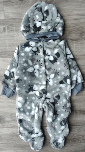 Человечек "лисички" серый , мальчик 6-9-12 месяцев