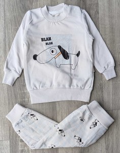 Костюм Boncur “Собачка” светло серый, мальчик 9-12-18-24 месяцев