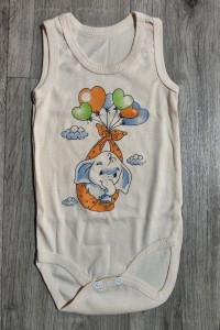 Боді "слоник", бежевий, унісекс 3-6-9-12 місяців