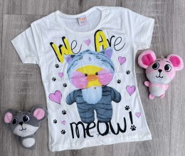 Футболка Реll "Meow" білий, дівчинка 4-5-6-7-8 років