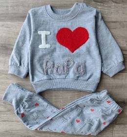 Костюм «I❤️Papa» темно серый, унисекс 6-9-12 месяцев