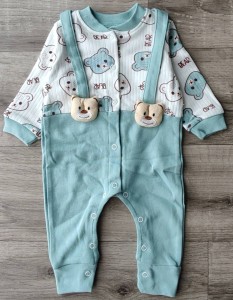 Чоловічок «Ведмедик» бірюзовий, хлопчик 0-3-6-9 місяців