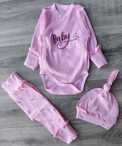 Комплект «квіточки» рожевий, дівчинка 0-3 місяців