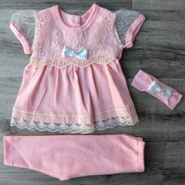 Комплект Findik «Бантики» рожевий, дівчинка 3-6-9 місяців