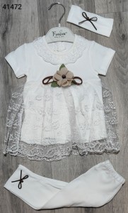 Комплект Findik «Бантик» білий, дівчинка 3-6-9 місяців