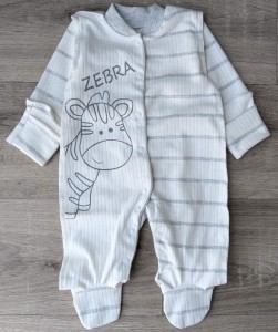Чоловічок «зебра» сірий, унісекс 0-3 місяців