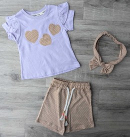 Костюм Partner «Сердца» сиреневый, девочка 9-12-18-24 месяцев