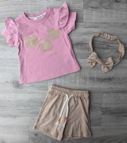 Костюм Partner «Сердца» теракотовый, девочка 9-12-18-24 месяцев