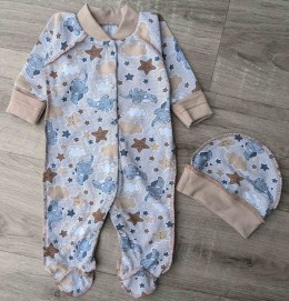 Человечек "Слоник и звезды" коричневый, мальчик 0-3-6 месяцев