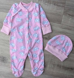 Человечек "Кошка" розовый , девочка 0-3-6 месяцев