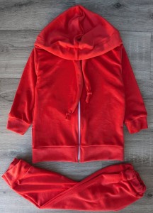 Костюм "Велюр" червоний, дівчинка 3-5-7-9 років