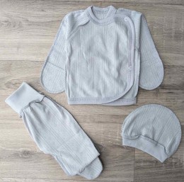 Комплект "однотонний " сірий, унісекс 0-3 місяців