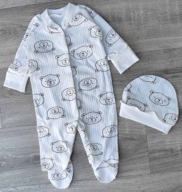 Чоловічок "Ведмедики" молочний, унісекс 0-3-6 місяців