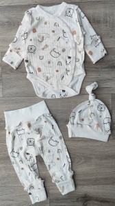 Комплект «Звірята» молочний, унісекс 0-3 місяців