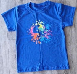 Футболка «Велосипедист в красках» синий, мальчик 5-6-7-8 лет