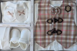 Комплект Baby Biss "Клеточка" бежевый, мальчик 0-3 месяцев