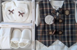 Комплект Baby Biss "Клеточка" коричневый, мальчик 0-3 месяцев