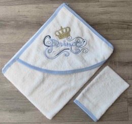 Полотенце Ramel "Prince" белое с голубым , мальчик 75*80