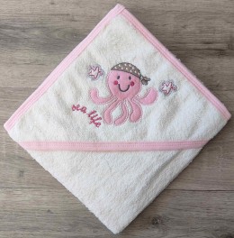 Рушник Ramel "Восьминіг", рожевий з білим, дівчинка, 75/80