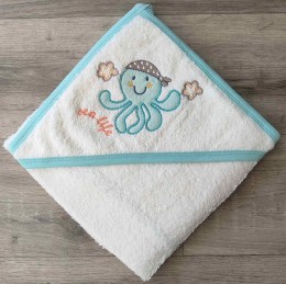Рушник Ramel "Восьминіг", бірюзовий з білим, унісекс, 75/80