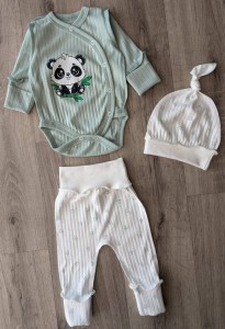Комплект "Панда" зелений (олівка), унісекс 0-3 місяців