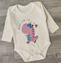Боді Findik "Динозаврик" молочний, дівчинка 3-6-9-12-18 місяців