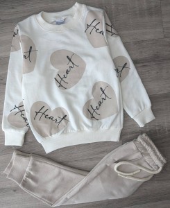 Костюм MESSINHO"сердечки" бежевий, дівчинка 2-3-4-5 років