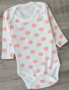 Боди Poli Foni"горошек" персиковый, девочка 0-3-6-9-12 месяцев