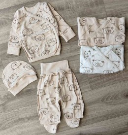Комплект "Медведик" бежевий і білий , унісекс 0-3 місяців