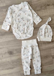 Комплект «Dad loves me» молочний, унісекс 0-3 місяців