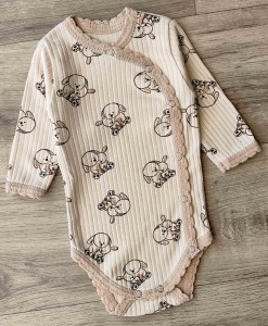 Боді "Зайчики" бежевий, унісекс 0-3-6-9 місяців