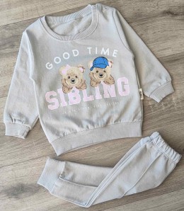 Костюм Piccola “Sibling” серый, девочка 9-12-18-24 месяцев