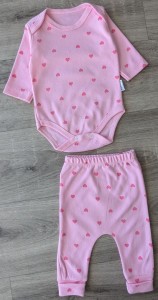 Комплект «Сердечка» рожевий, дівчинка 0-3-6 місяців