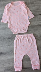 Комплект «Сердечка» рожевий (пудра), дівчинка 0-3-6 місяців