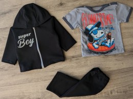 Костюм "Снупі" чорний, хлопчик 3-6-9-12 місяців