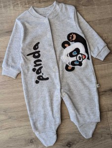 Человечек "Panda" серый, мальчик 0-3-6 месяцев