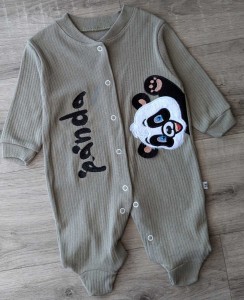 Человечек "Panda" зеленый (хаки), мальчик 0-3-6 месяцев