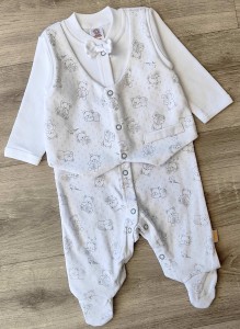 Чоловічок комбінезон  "Медведик", сірий, хлопчик 0-3-6-9 місяців