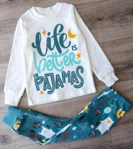 Піжама "Life" зелений (бірюзовий), унісекс 5-6-7-8 років