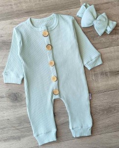 Человечек Murat Baby "Пуговки" зеленый (бирюзовый), девочка 3-6-9-12 месяцев