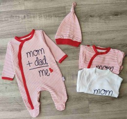 Чоловічок Murat Baby "Mom+Dad" червоний з білим, унісекс 0-3 місяців