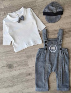 Комбинезон «Мишка» серый, мальчик 0-3-6-9 месяцев