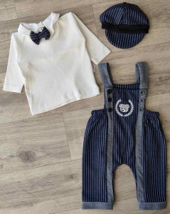 Комбинезон «Мишка» черный, мальчик 0-3-6-9 месяцев