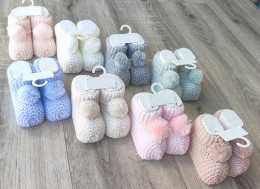 Пінетки "Помпончик" різні кольори, хлопчик+дівчинка 0-6 місяців