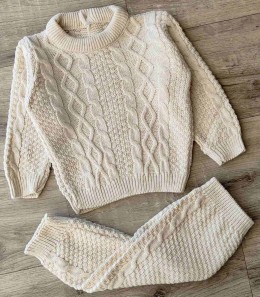 Костюм Crico mer "Косичка+ромбик" бежевый, унисекс 0-3-6 месяцев