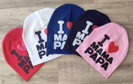 Шапочки "Я❤️Мама,Папа" микс цветов,унисекс 1-2 года