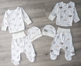 Комплект "Звірята" молочний мікс малюнків, унісекс 0-3 місяців